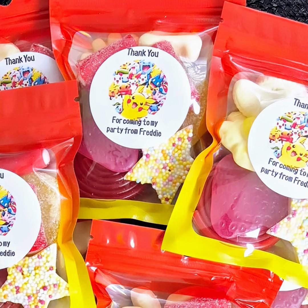 Pokeman inspired sweets - party bags- Birthday party - pokeman Birthday bags - sweet pouches