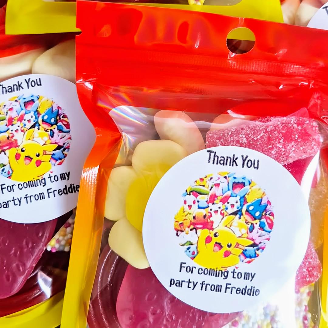 Pokeman inspired sweets - party bags- Birthday party - pokeman Birthday bags - sweet pouches
