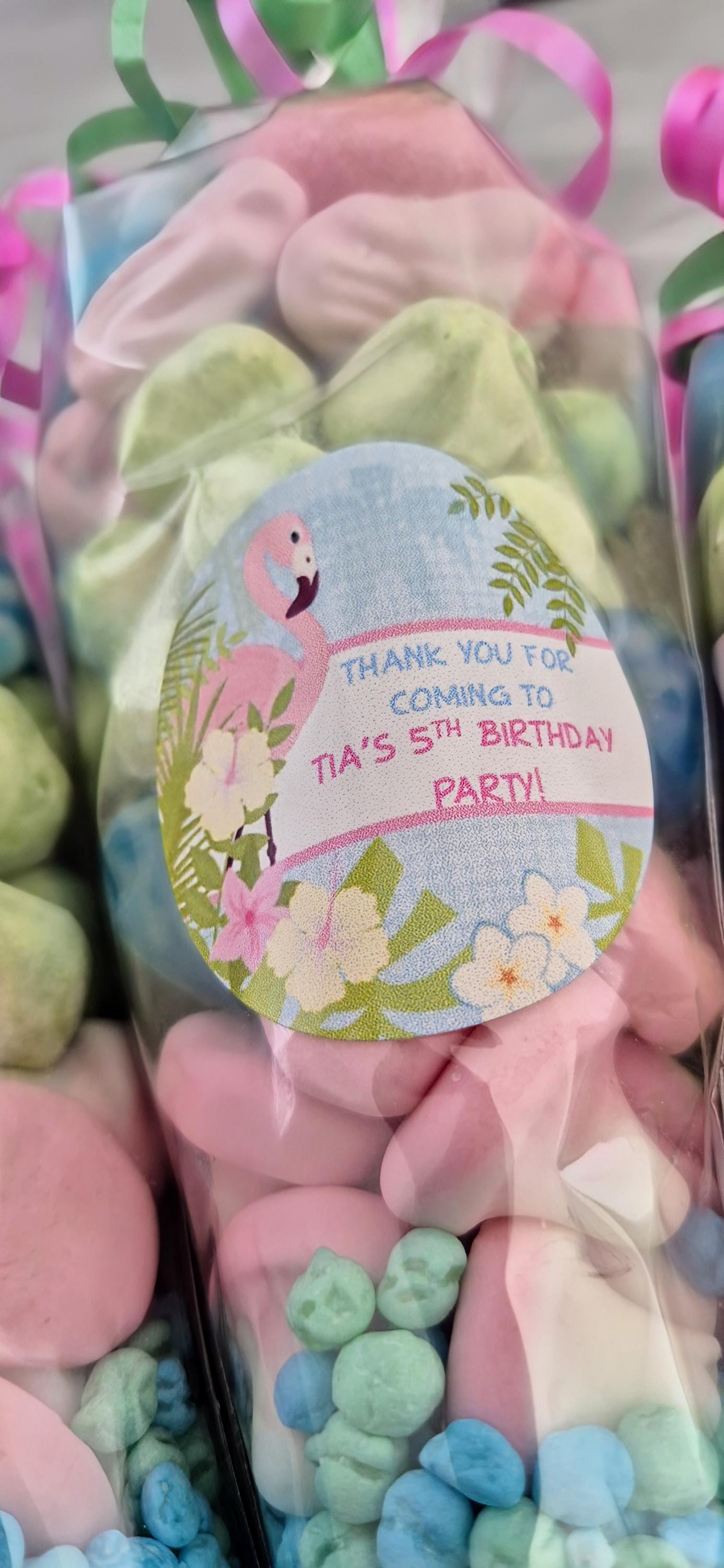 Flamingo Party Favor Cones: Personalized Birthday Treats