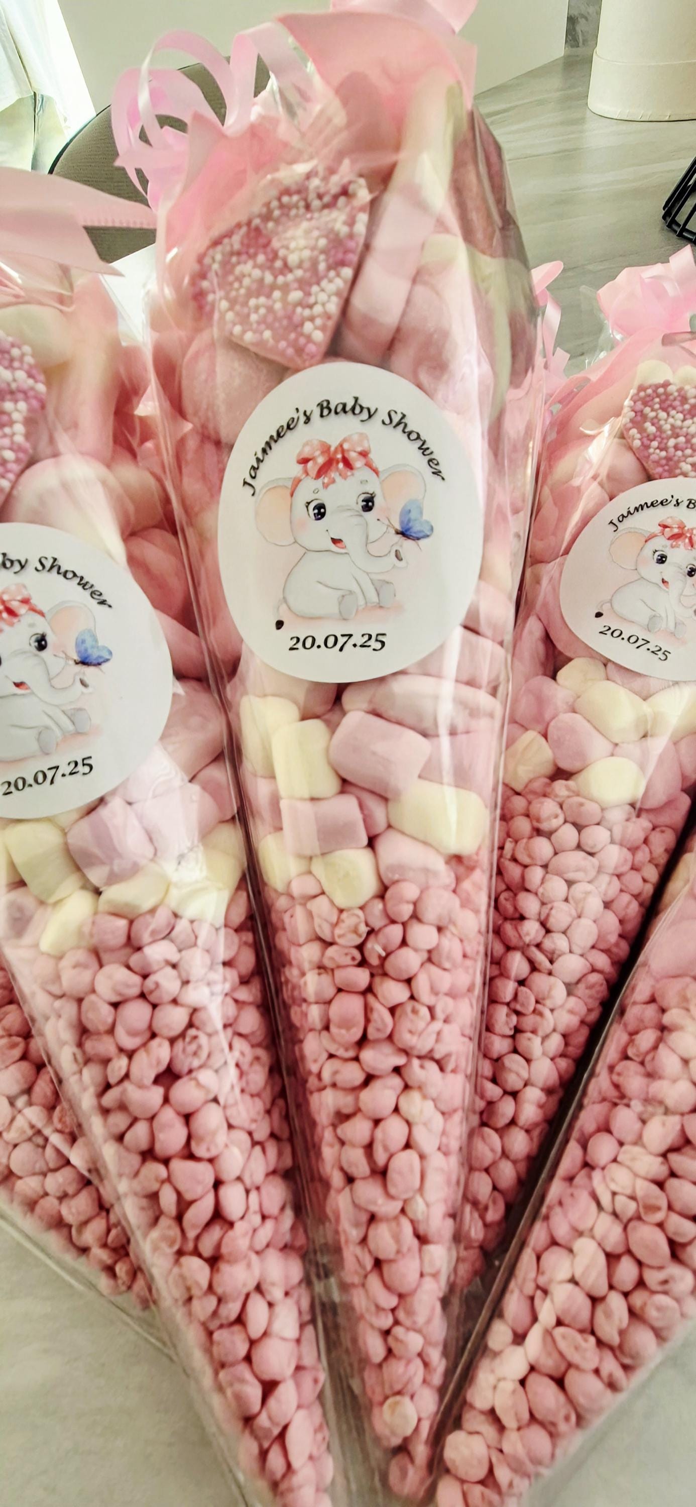 Pink Candy Cones: Baby Shower Party Favors