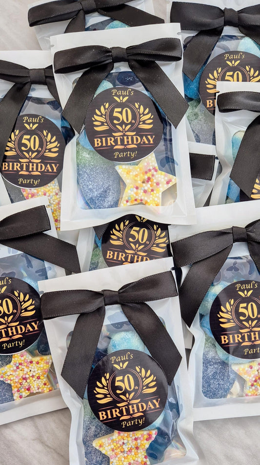50th birthday sweet pouches - Party favours