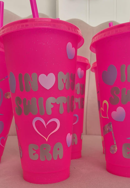 Pink glitter Swiftie cup- Swiftie cups - Reusable cup