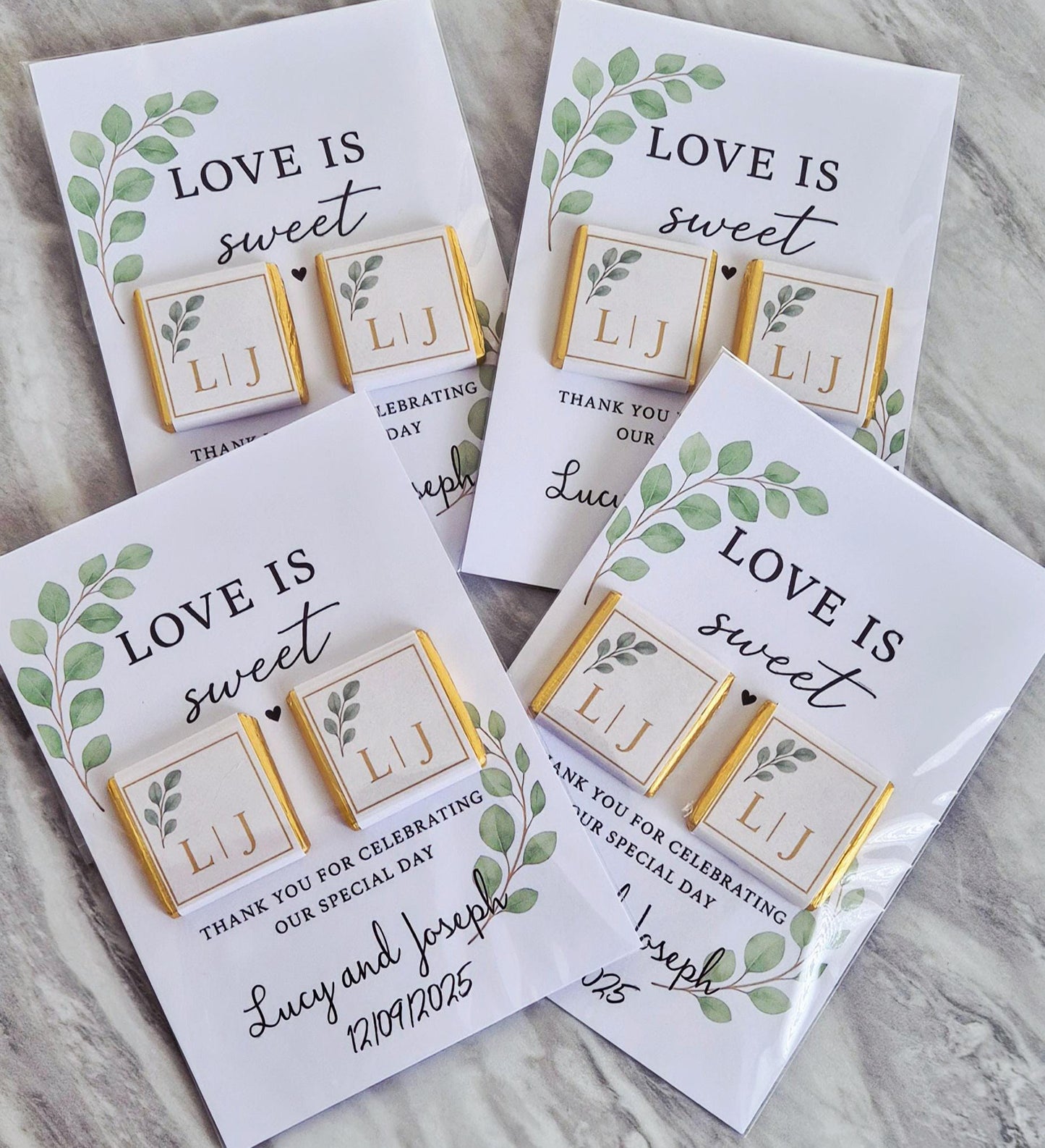 Chocolate Card personalised thank you wedding favours