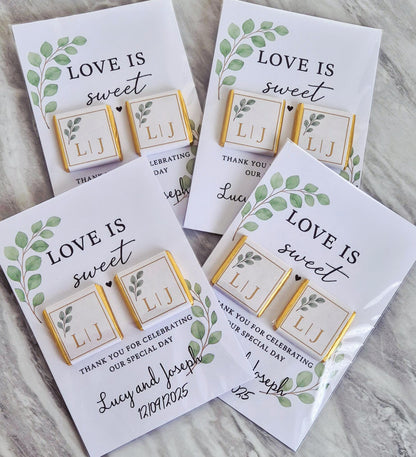 Chocolate Card personalised thank you wedding favours