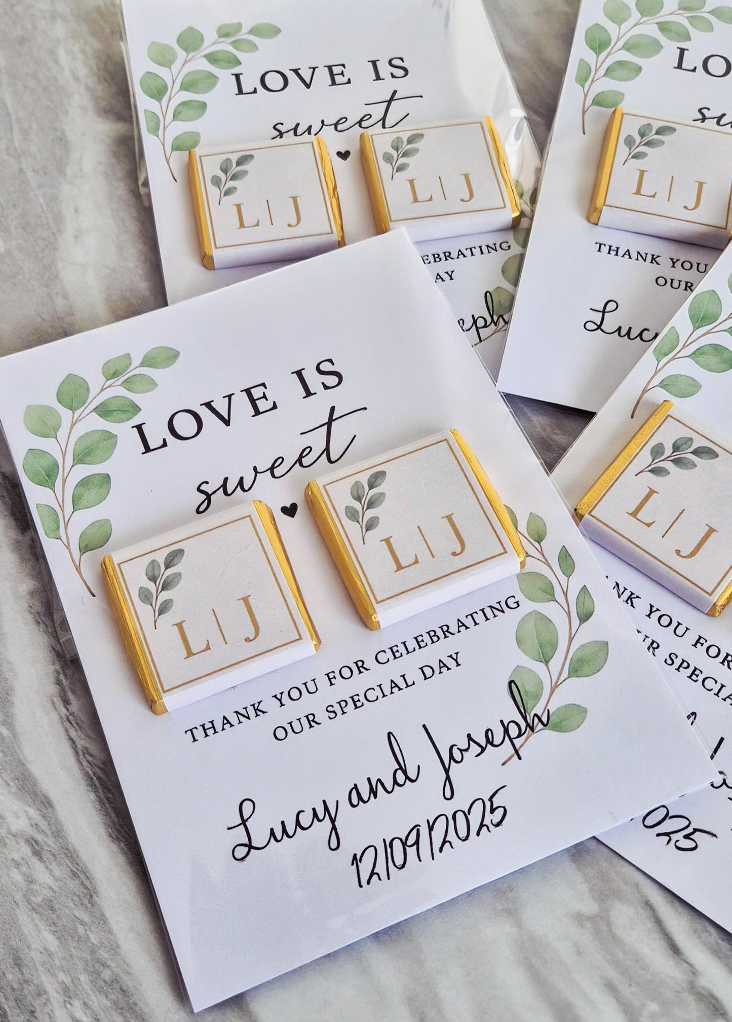 Chocolate Card personalised thank you wedding favours