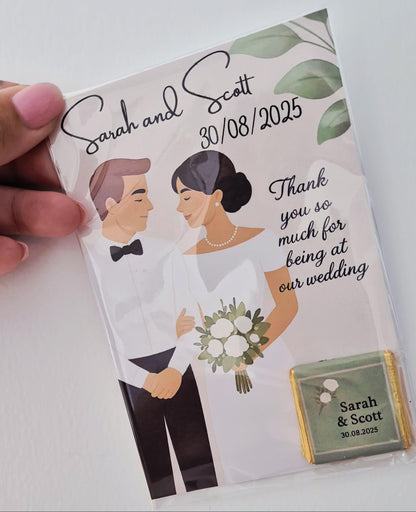 Chocolate Card personalised thank you wedding favours
