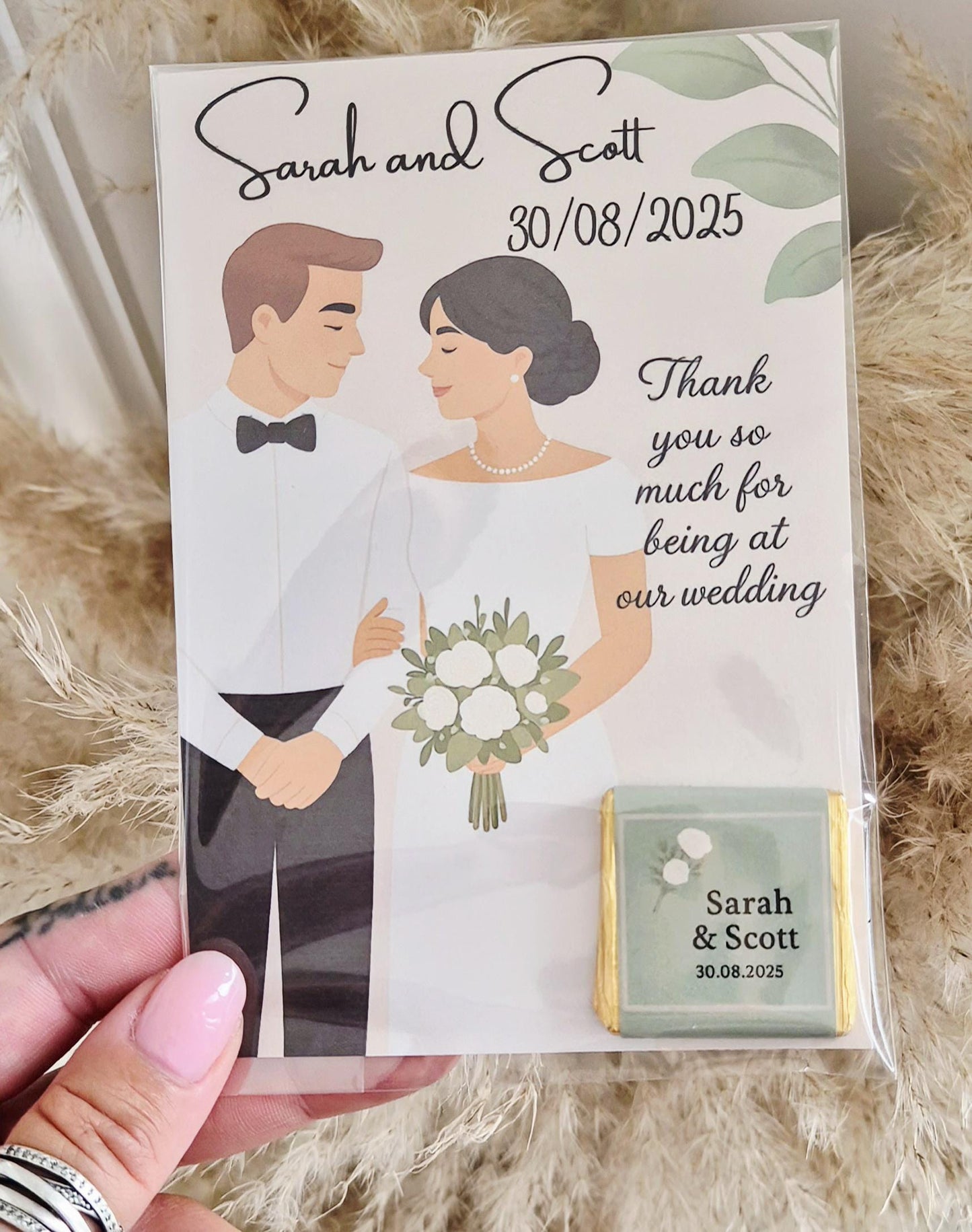Chocolate Card personalised thank you wedding favours