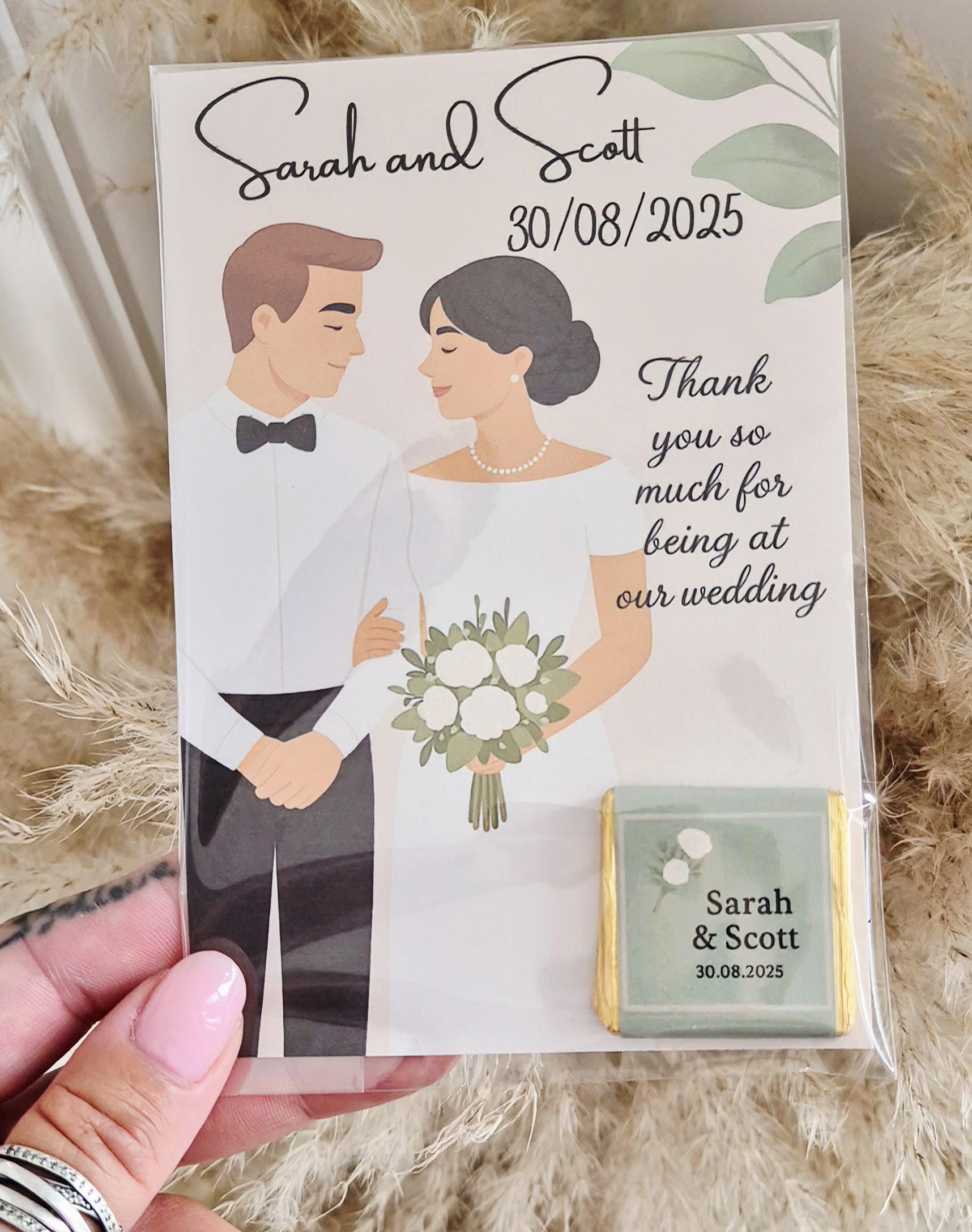 Chocolate Card personalised thank you wedding favours