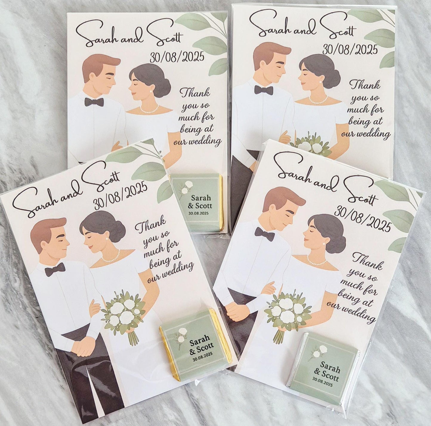 Chocolate Card personalised thank you wedding favours