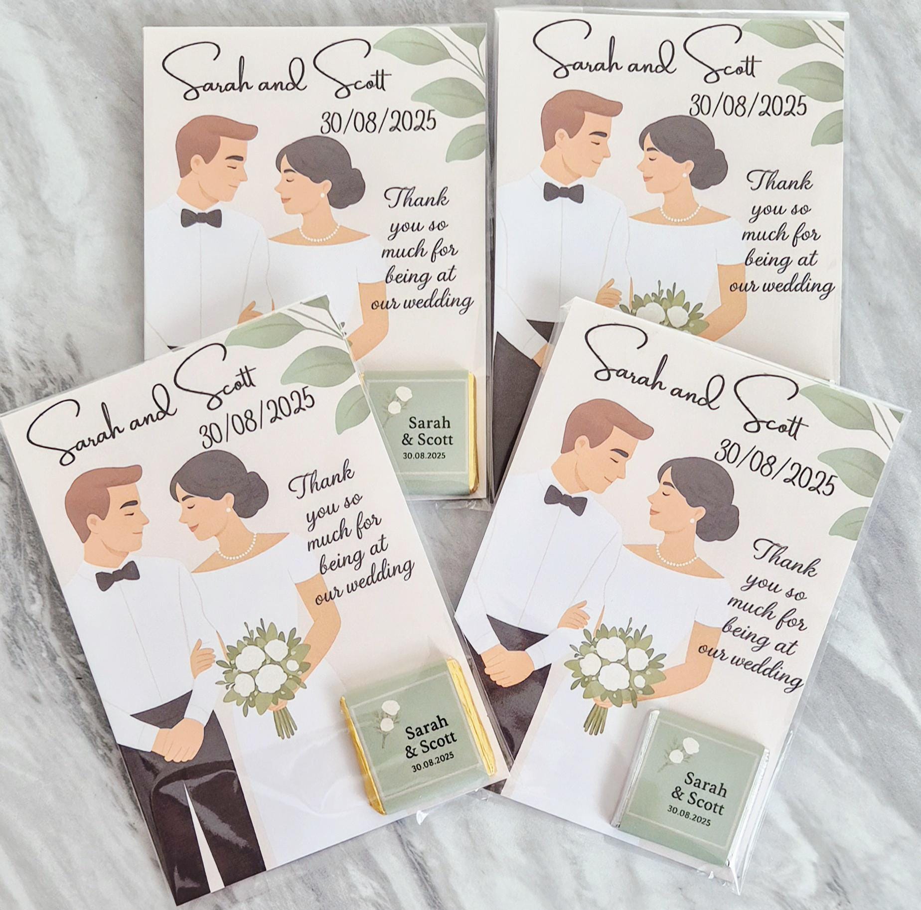 Chocolate Card personalised thank you wedding favours