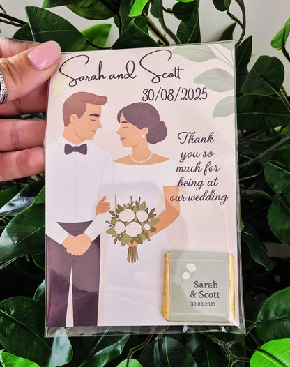 Chocolate Card personalised thank you wedding favours