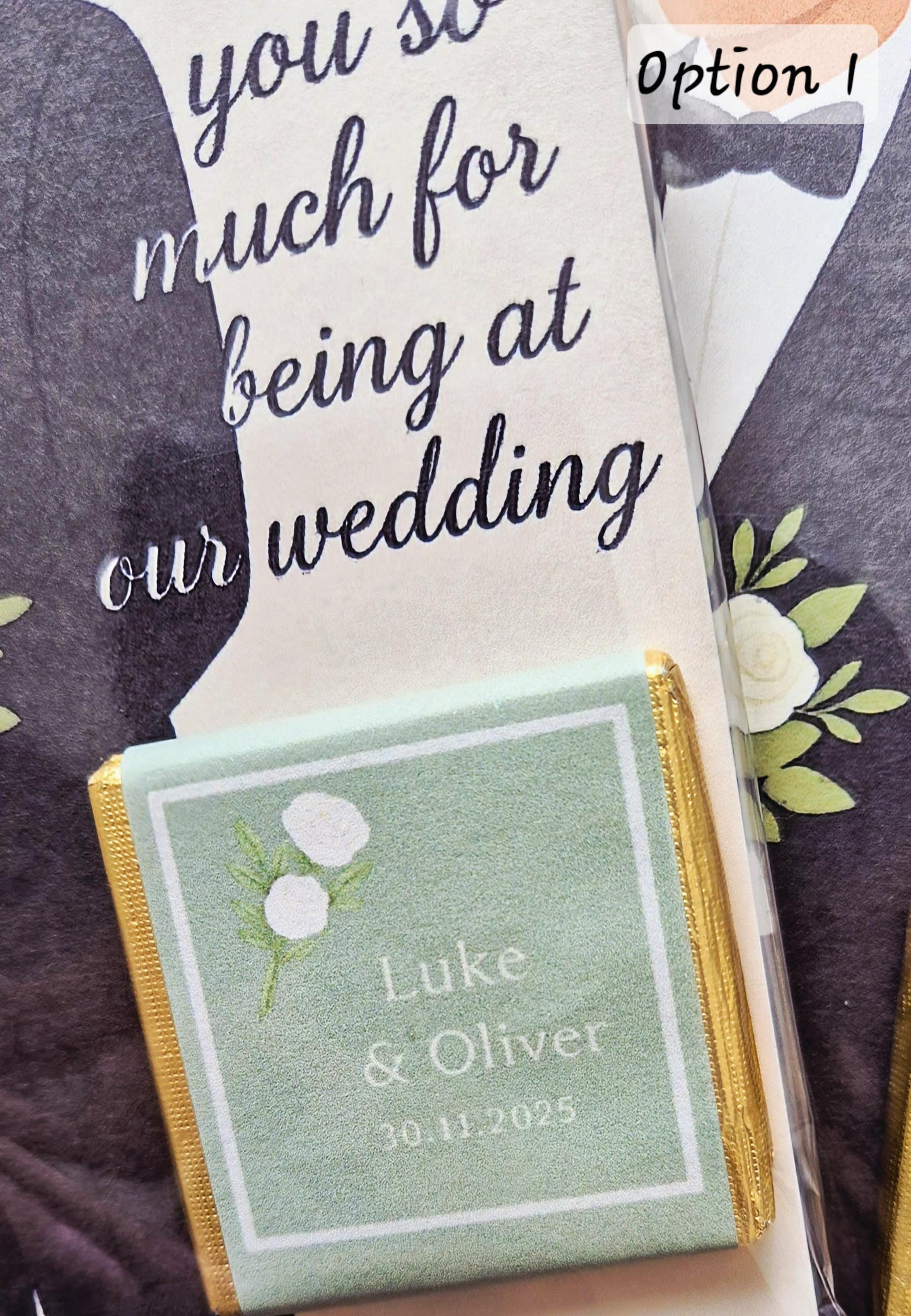 Chocolate Card personalised thank you wedding favours- Same sex marriage