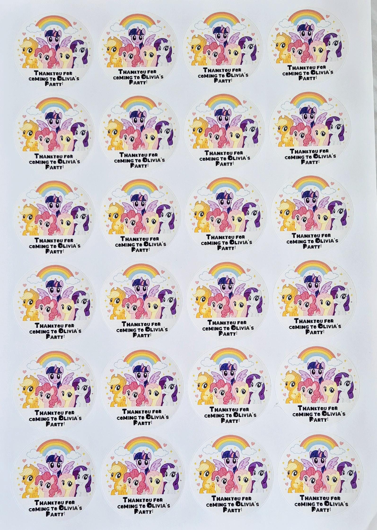 My Little Pony Stickers: Glossy Party Favor Labels, 45mm (Set of 24)