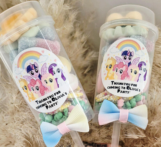 Sweet push pops- Sweets- Party Favours- my little pony inspired push pop