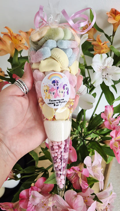 My little pony - inspired sweet cones- party favours