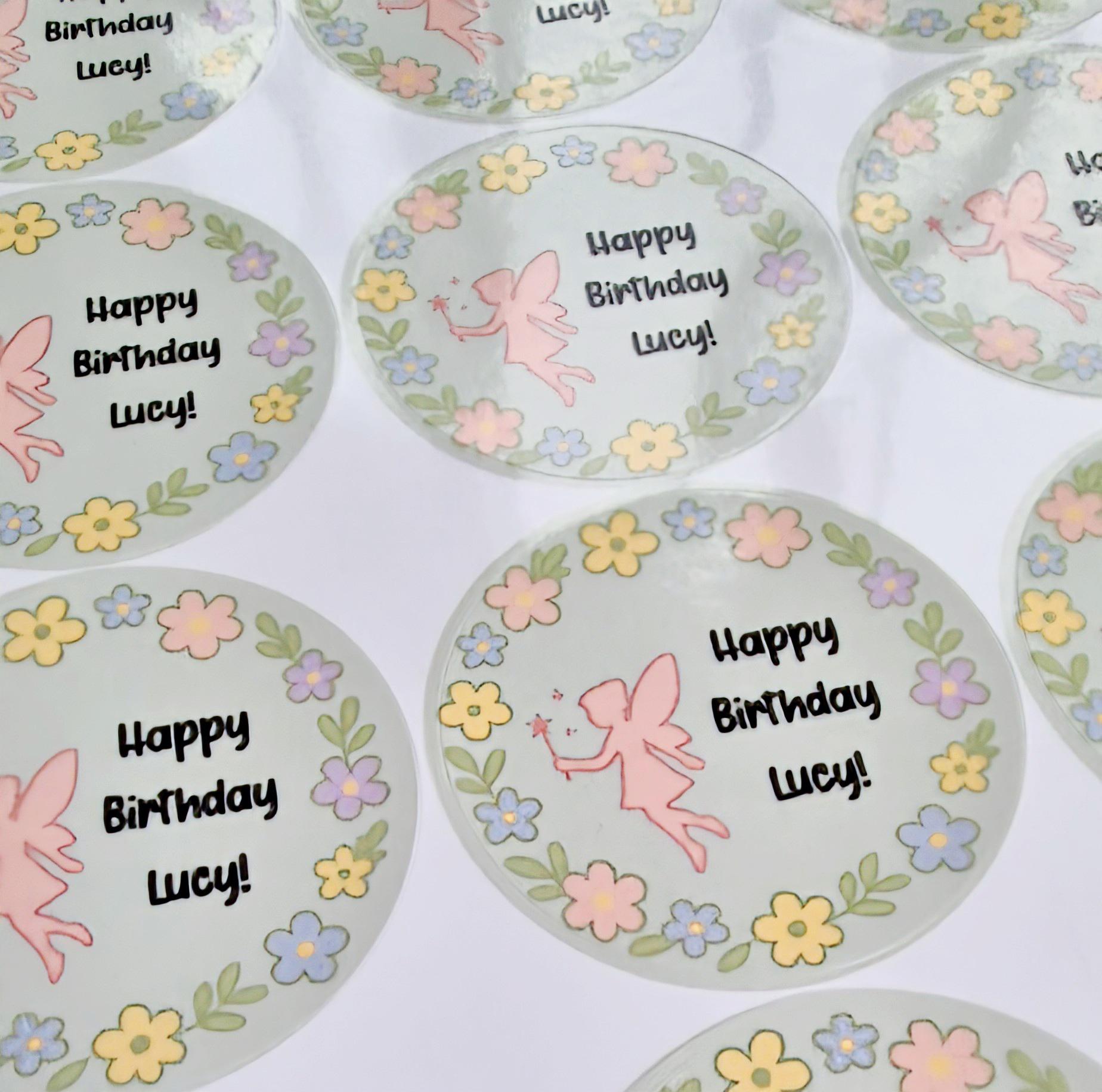 Fairy inspired sticker- 24 Glossy Fairy themed-stickers- 45mm circular stickers a4 sheet - 24 in total
