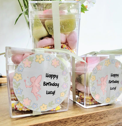 Sweet cubes - Fairy inspired sweet boxes - Personalised filled sweet cubes - Birthday party favours