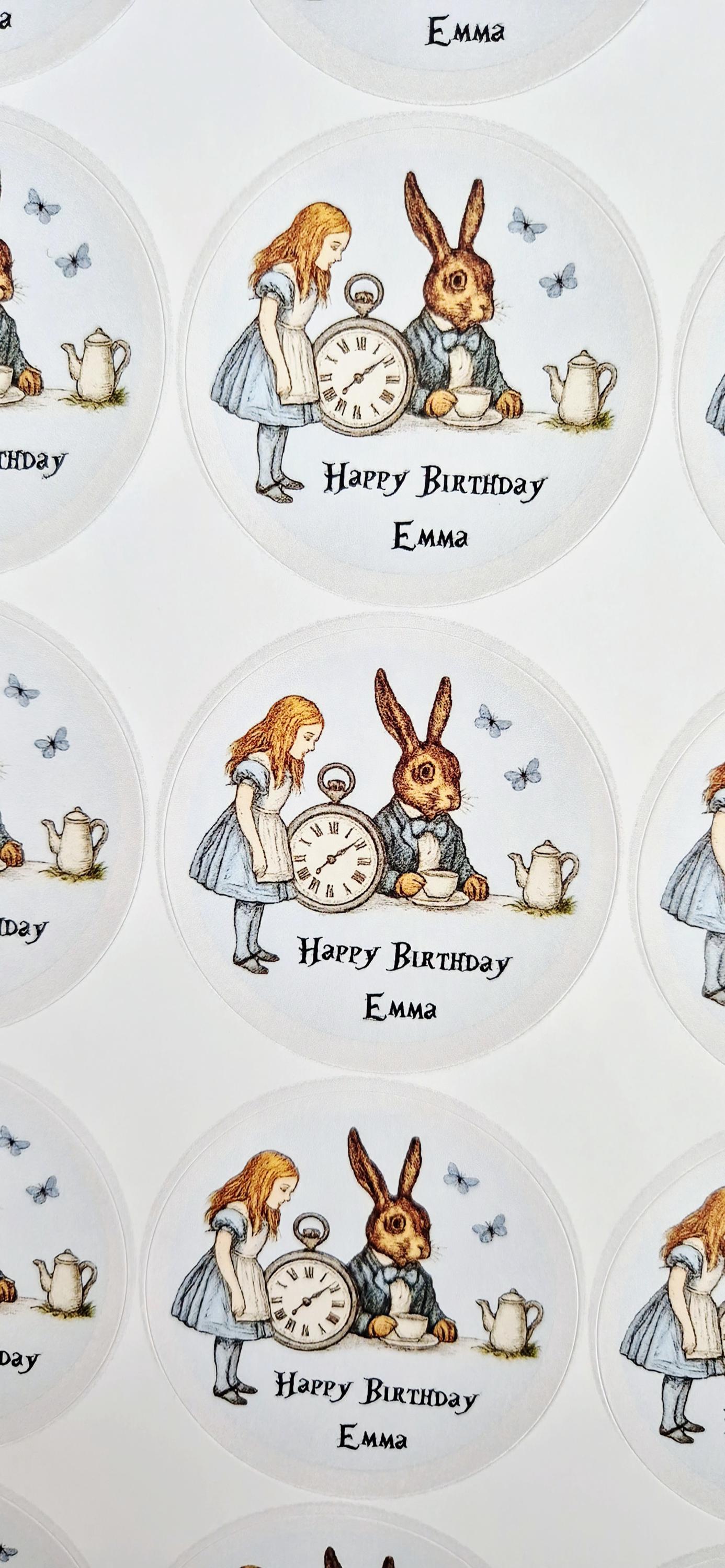 Peter rabbit -inspired stickers- 24 Glossy stitch stickers- 45mm circular stickers a4 sheet - 24 in total