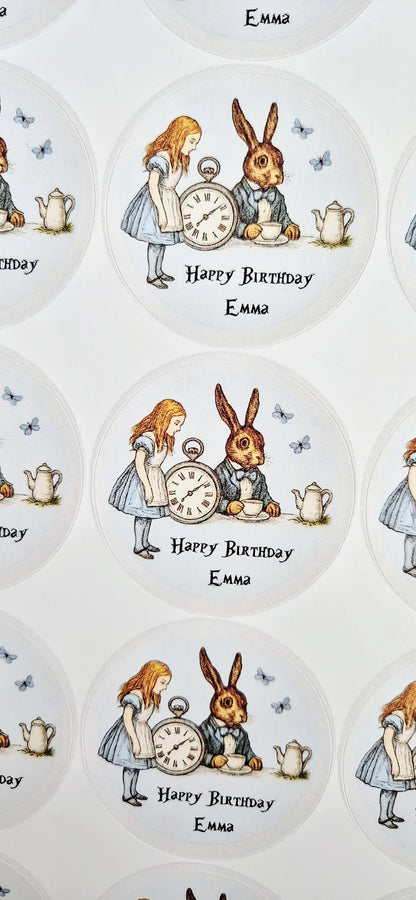 Peter rabbit -inspired stickers- 24 Glossy stitch stickers- 45mm circular stickers a4 sheet - 24 in total