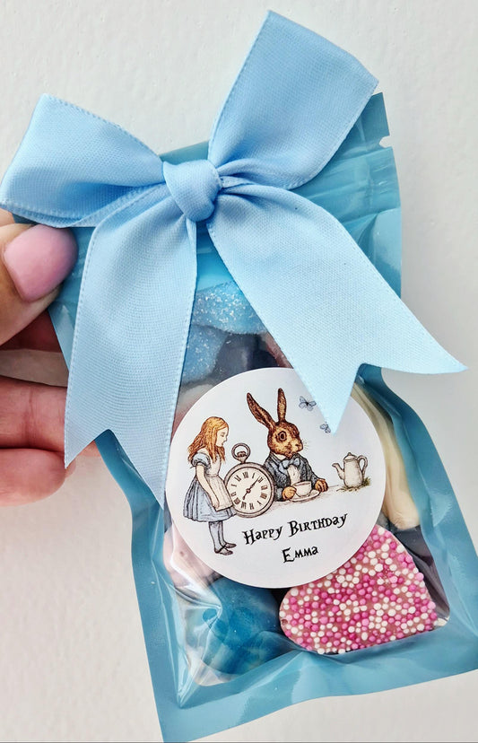 Alice in wonderland Inspired Sweet pouches- Party Favours - Birthday- Tea party - Mad hatter