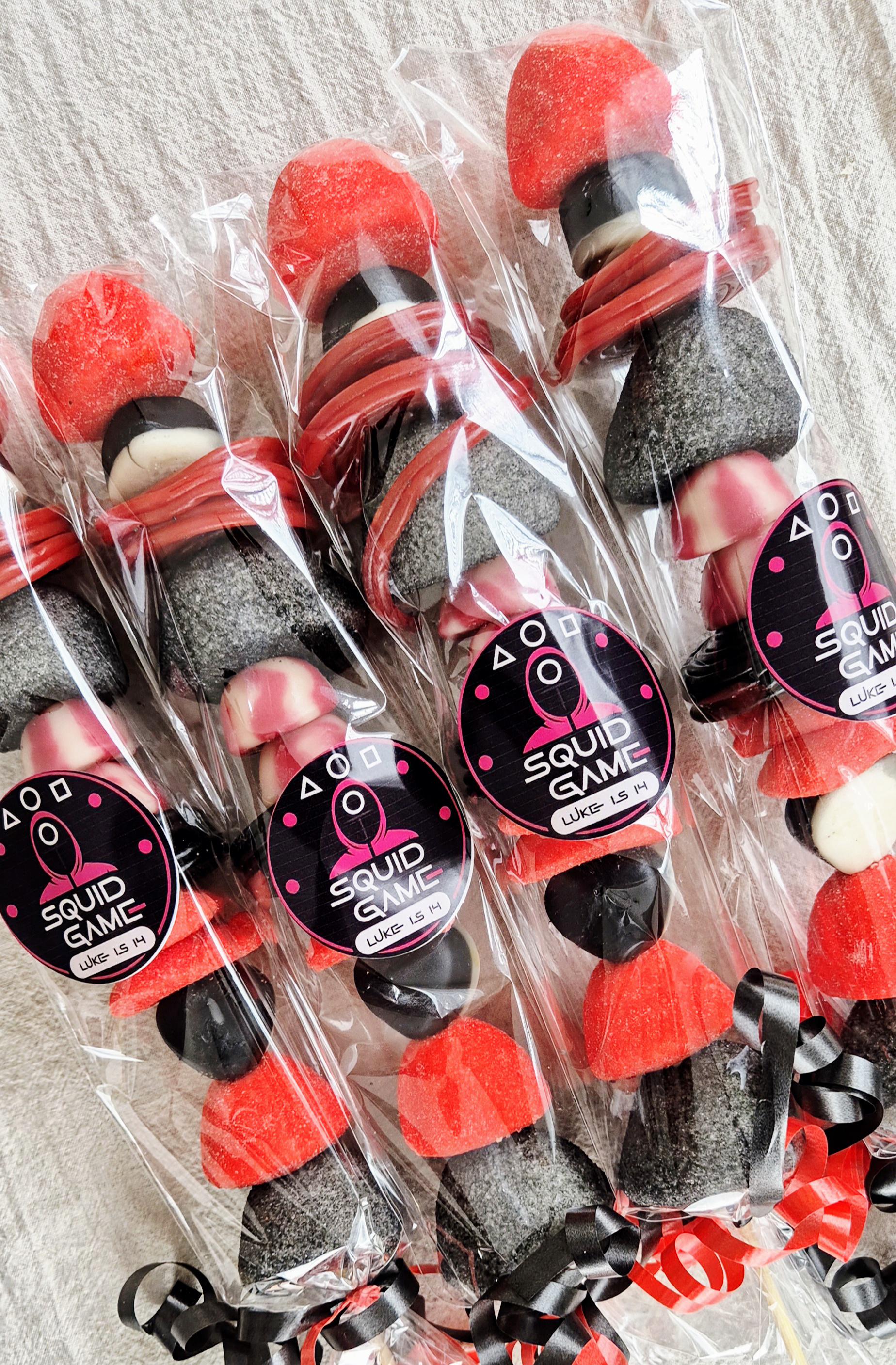 Squid game kebabs- squid-game themed kebabs - party favours