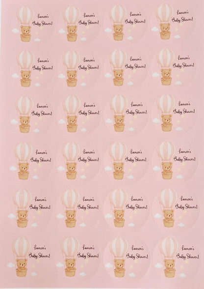 Baby shower stickers- 24 Glossy baby shower stickers- 45mm circular stickers a4 sheet - 24 in total