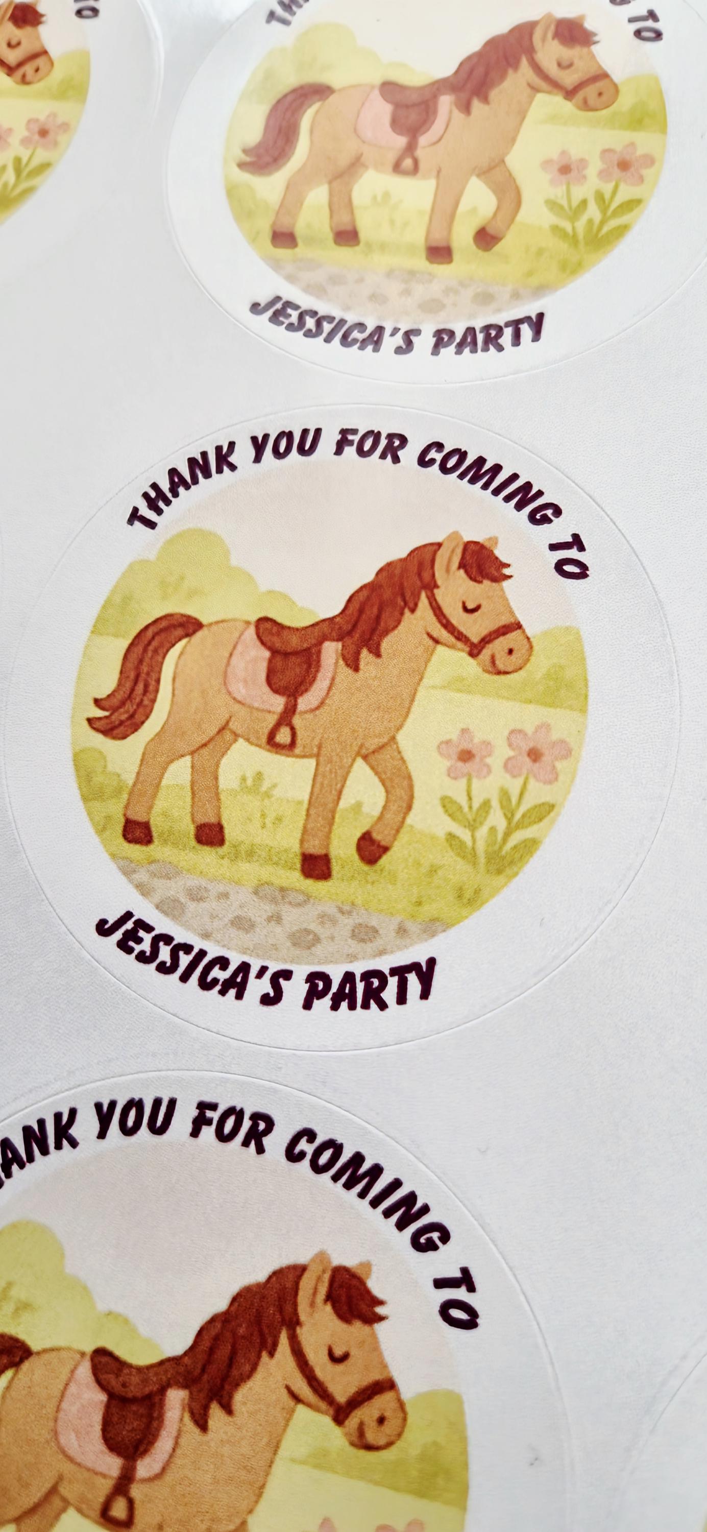 Horse-inspired stickers- 24 Glossy stitch stickers- 45mm circular stickers a4 sheet - 24 in total