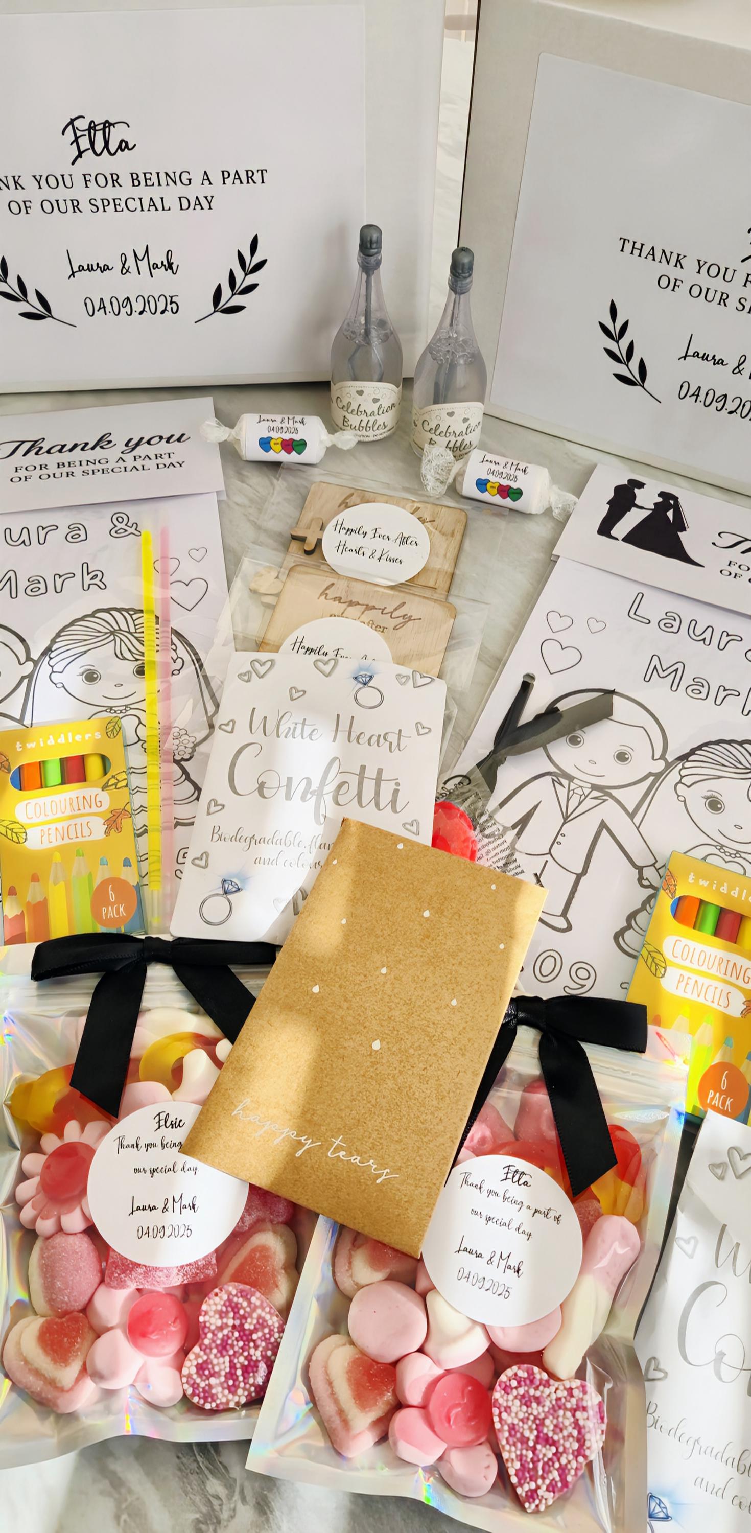 Personalized Children's Wedding Activity Box: Favors, Coloring Book & Sweets