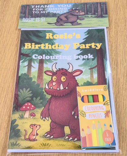 Gruffalo inspired personalised colouring book - Party favour - Kids Party