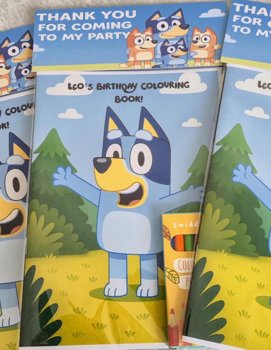 Bluey inspired personalised colouring book - Party favour - Kids Party