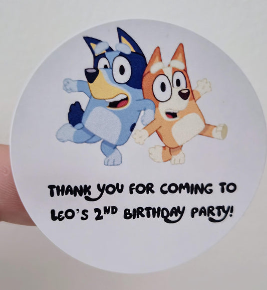 Bluey inspired sticker- 24 Glossy Bluey-stickers- 45mm circular stickers a4 sheet - 24 in total