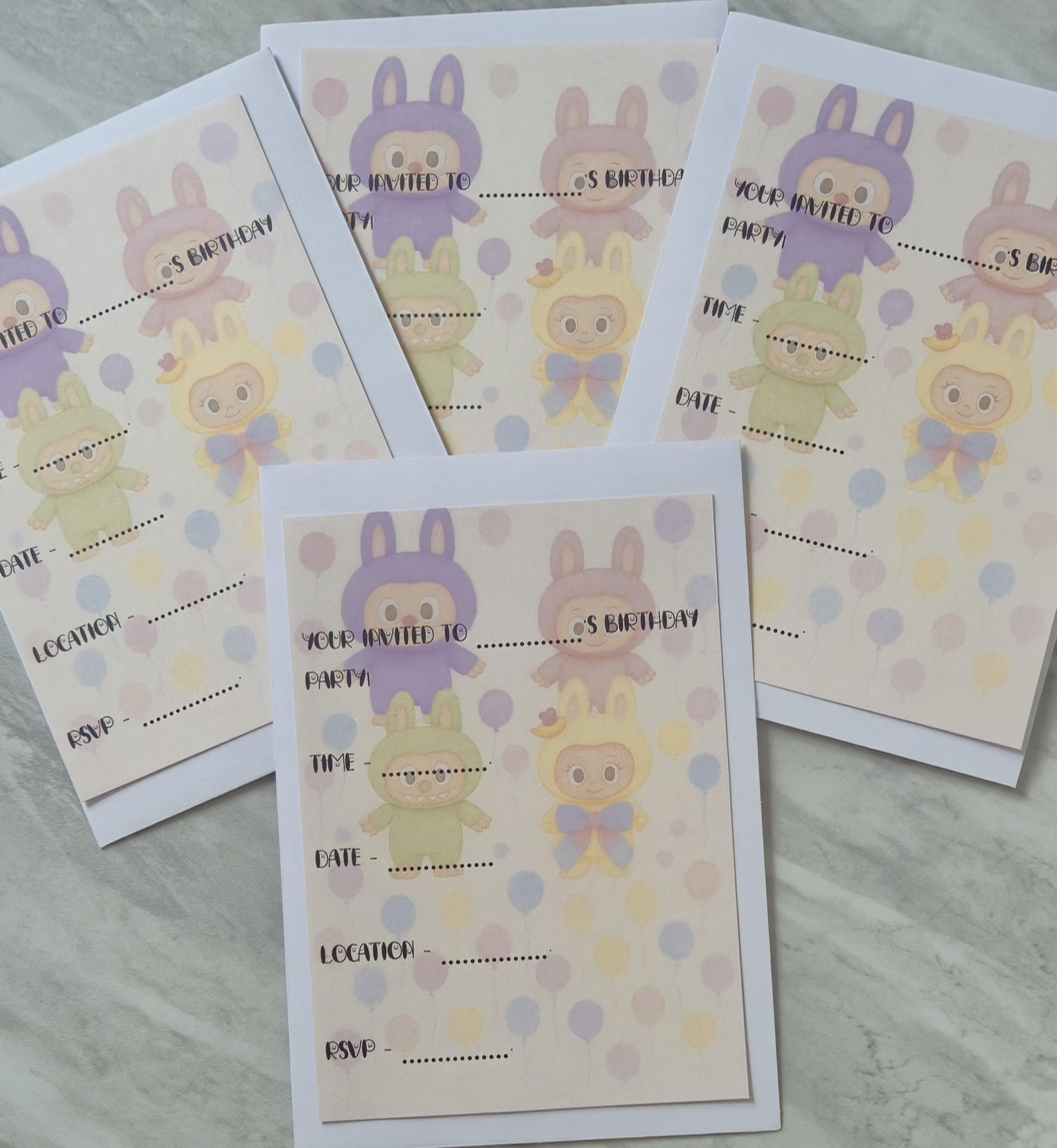 Labubu-inspired party invites - kids party - Party invites