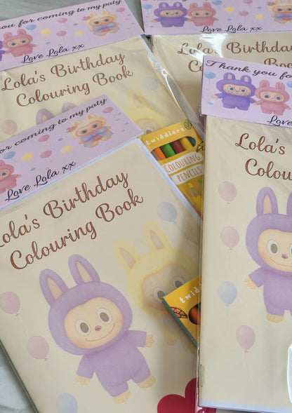 Labubu inspired personalised colouring book - Party favour - Kids Party