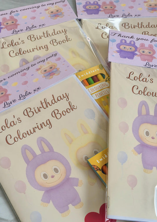 Labubu inspired personalised colouring book - Party favour - Kids Party