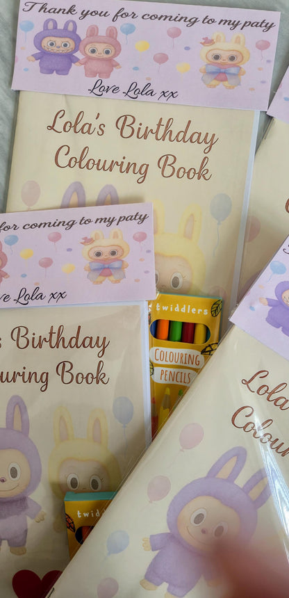 Labubu inspired personalised colouring book - Party favour - Kids Party - Custom activity packs