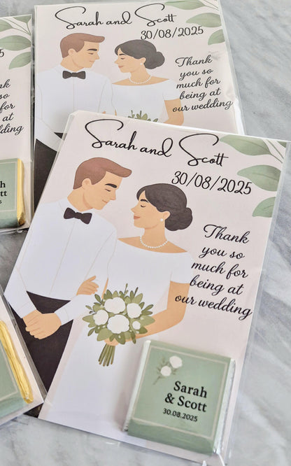 Chocolate Card personalised thank you wedding favours