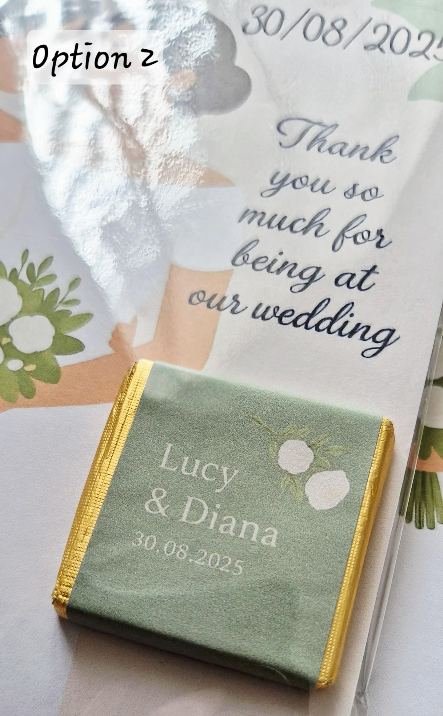 Chocolate Card personalised thank you wedding favours- Same sex marriage