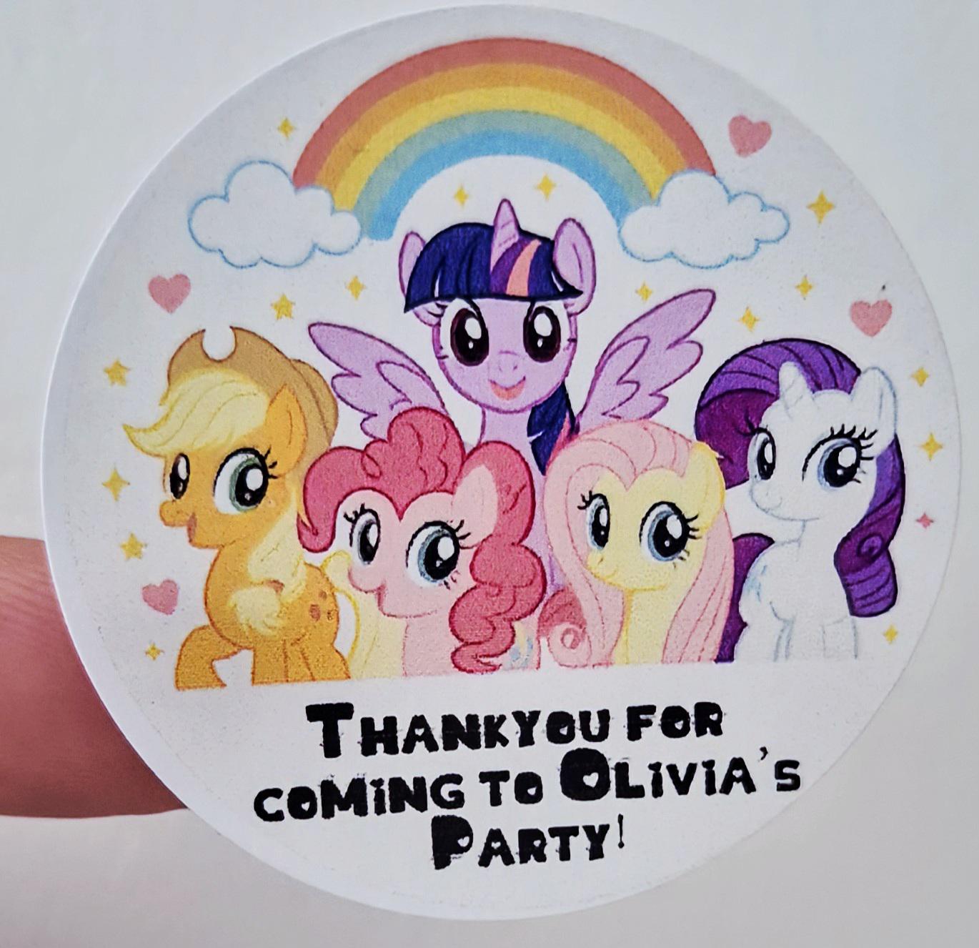 My Little Pony Stickers: Glossy Party Favor Labels, 45mm (Set of 24)