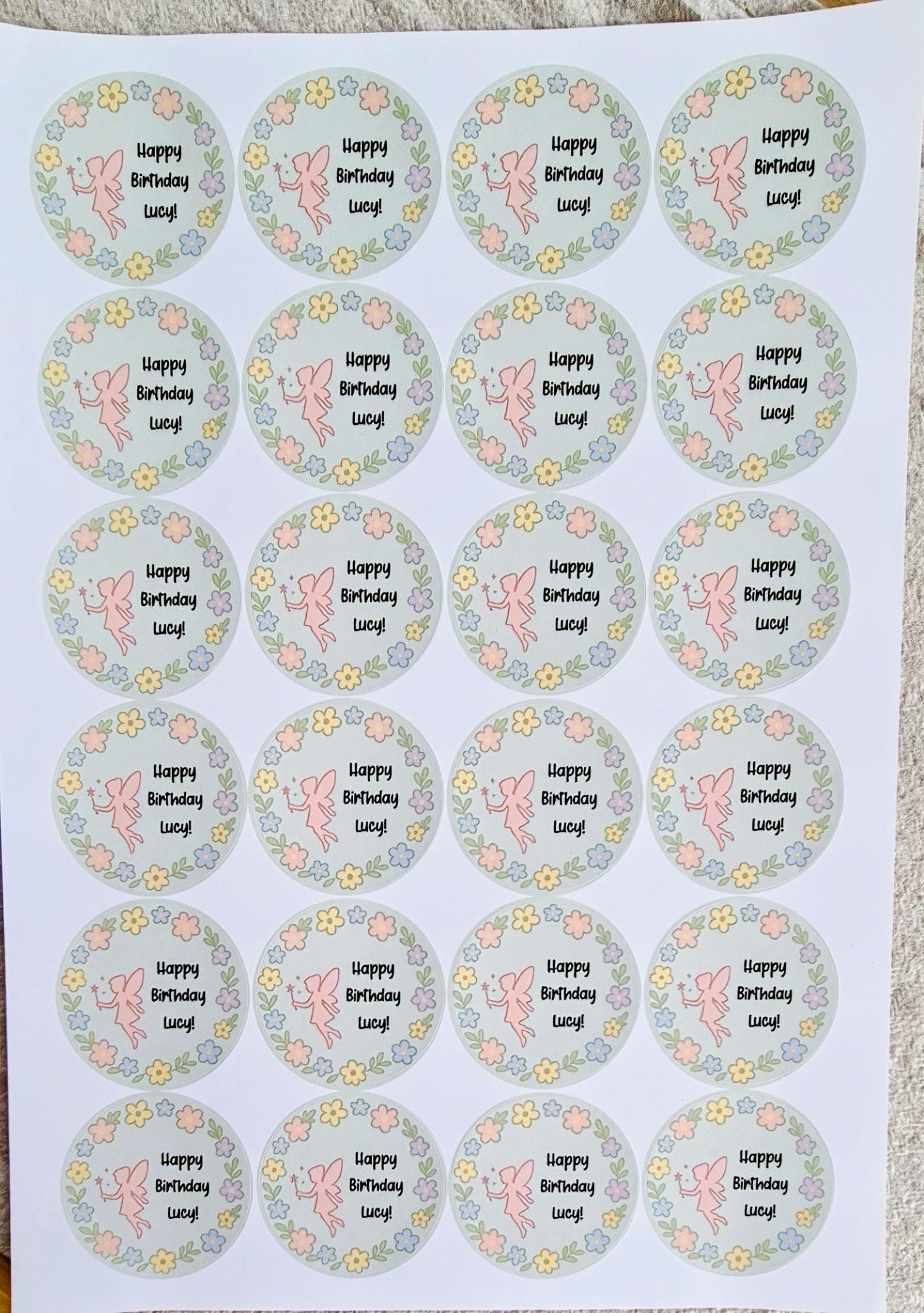 Glossy Fairy Stickers: 45mm Party Favor Labels, 24/Sheet