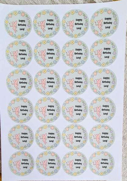 Glossy Fairy Stickers: 45mm Party Favor Labels, 24/Sheet