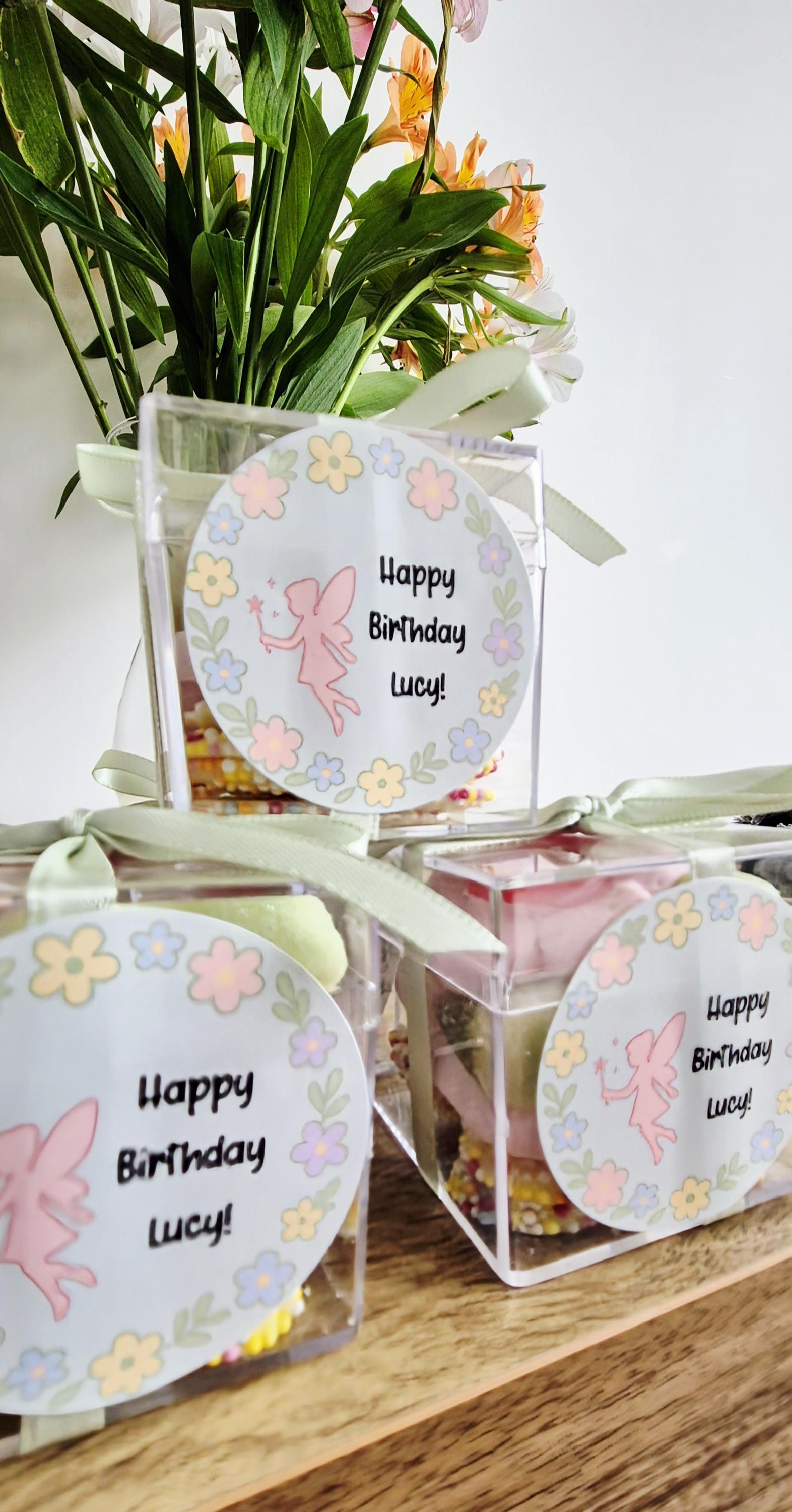 Sweet cubes - Fairy inspired sweet boxes - Personalised filled sweet cubes - Birthday party favours