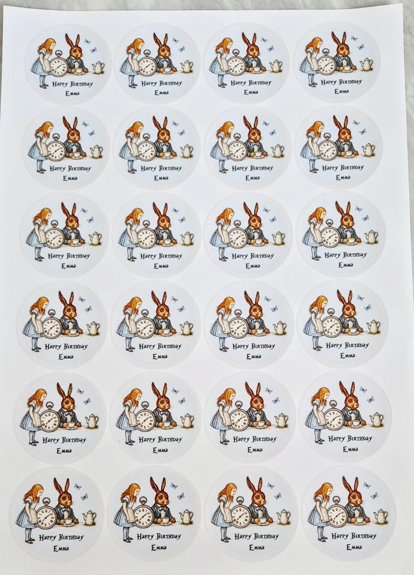 Peter rabbit -inspired stickers- 24 Glossy stitch stickers- 45mm circular stickers a4 sheet - 24 in total