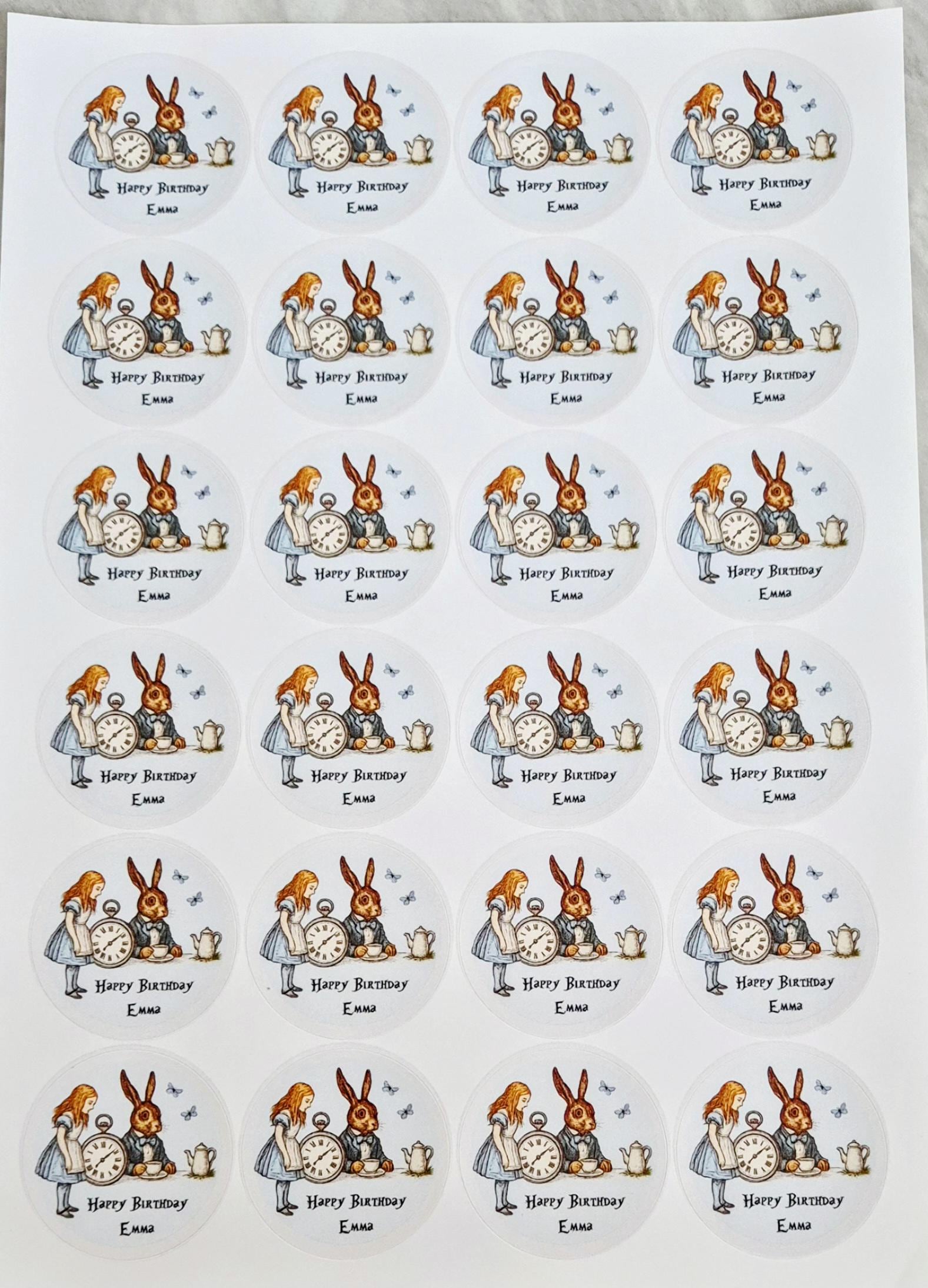 Peter rabbit -inspired stickers- 24 Glossy stitch stickers- 45mm circular stickers a4 sheet - 24 in total
