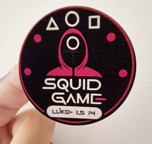 Squid- game -inspired stickers- 24 Glossy Squid Game -inspired themed stickers- 45mm circular stickers a4 sheet - 24 in total