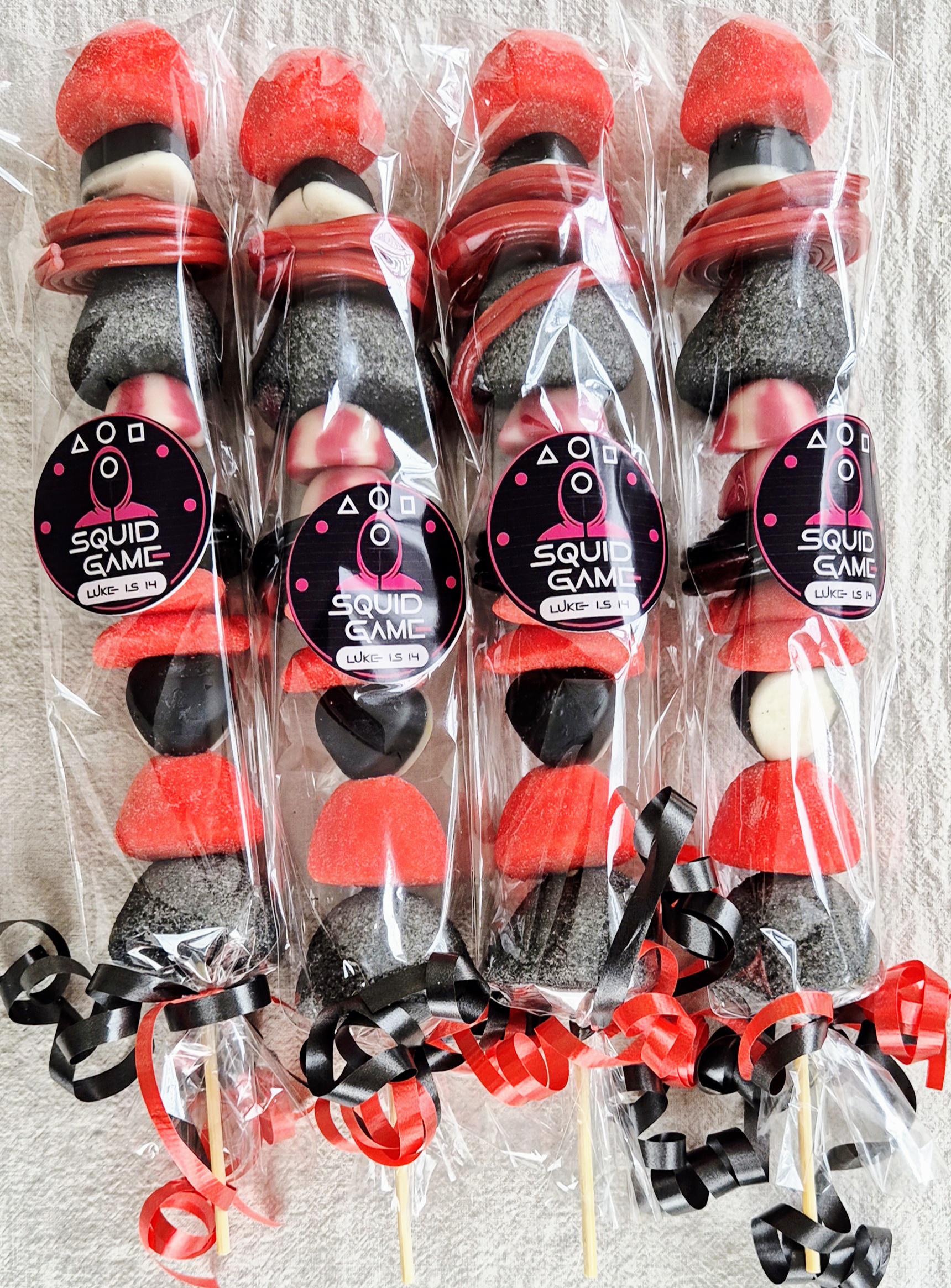 Squid game kebabs- squid-game themed kebabs - party favours