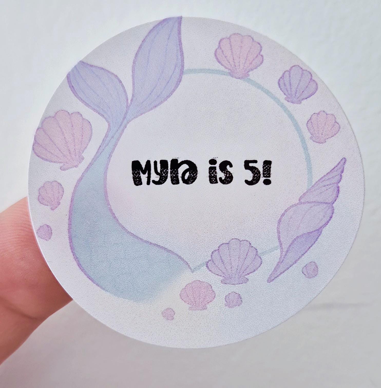 Mermaid inspired sticker- 24 Glossy Mermaid stickers- 45mm circular stickers a4 sheet - 24 in total
