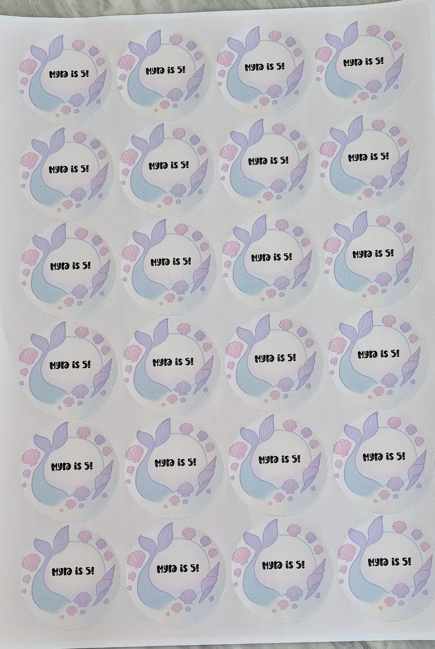 Mermaid inspired sticker- 24 Glossy Mermaid stickers- 45mm circular stickers a4 sheet - 24 in total