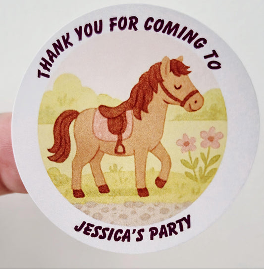Horse-inspired stickers- 24 Glossy stitch stickers- 45mm circular stickers a4 sheet - 24 in total