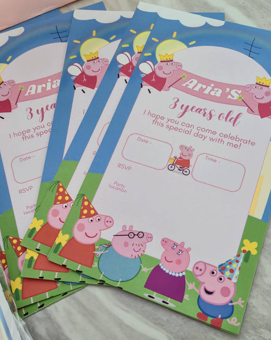 Peppa -inspired party invites - kids party - Party invites