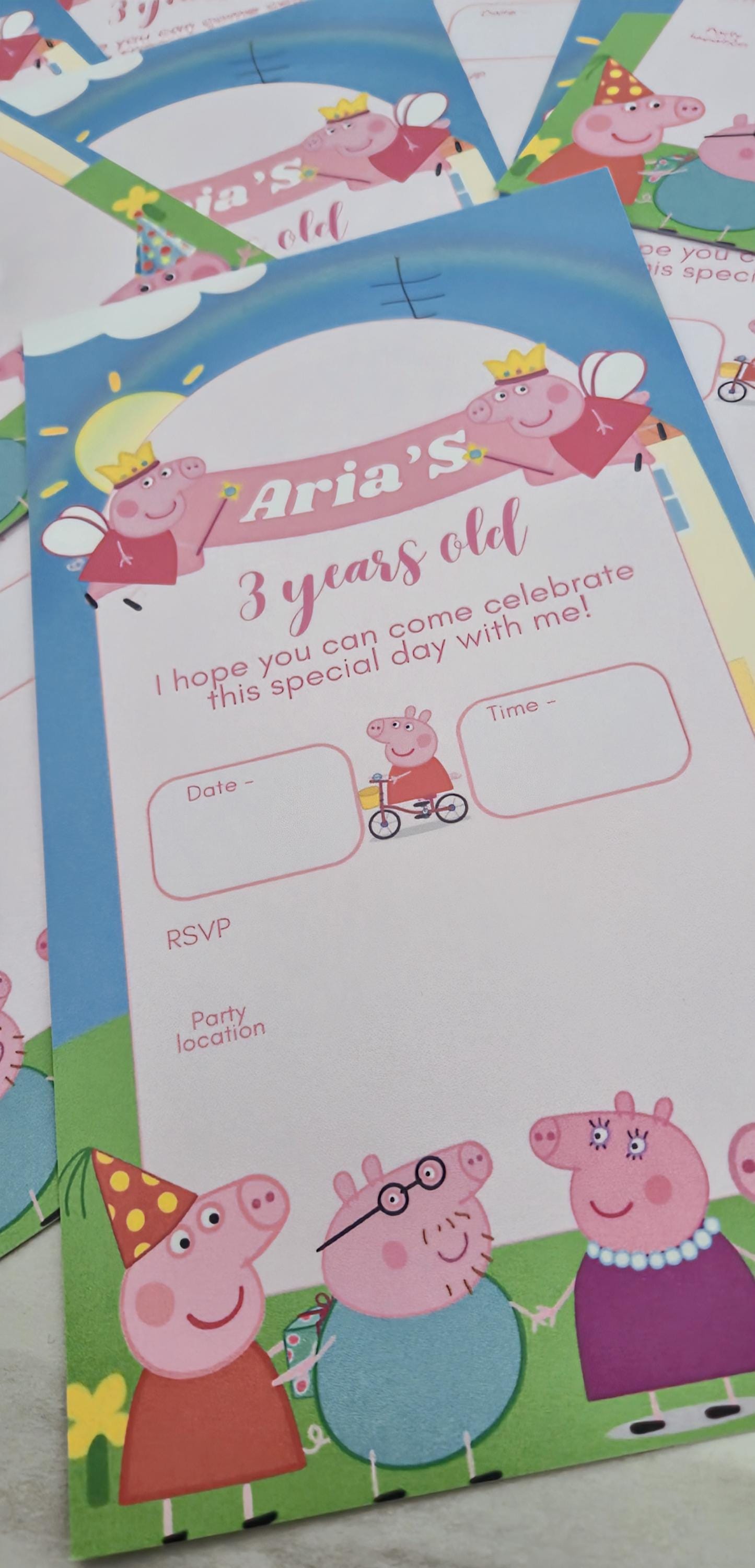 Peppa -inspired party invites - kids party - Party invites